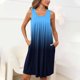 thumbnail image 4 of mfyjkho Vestidos para mujer, Camisón sin mangas con bolsillos y estampado para mujer, camisón plisado con cuello redondo Vestidos festivos m, 4 of 7