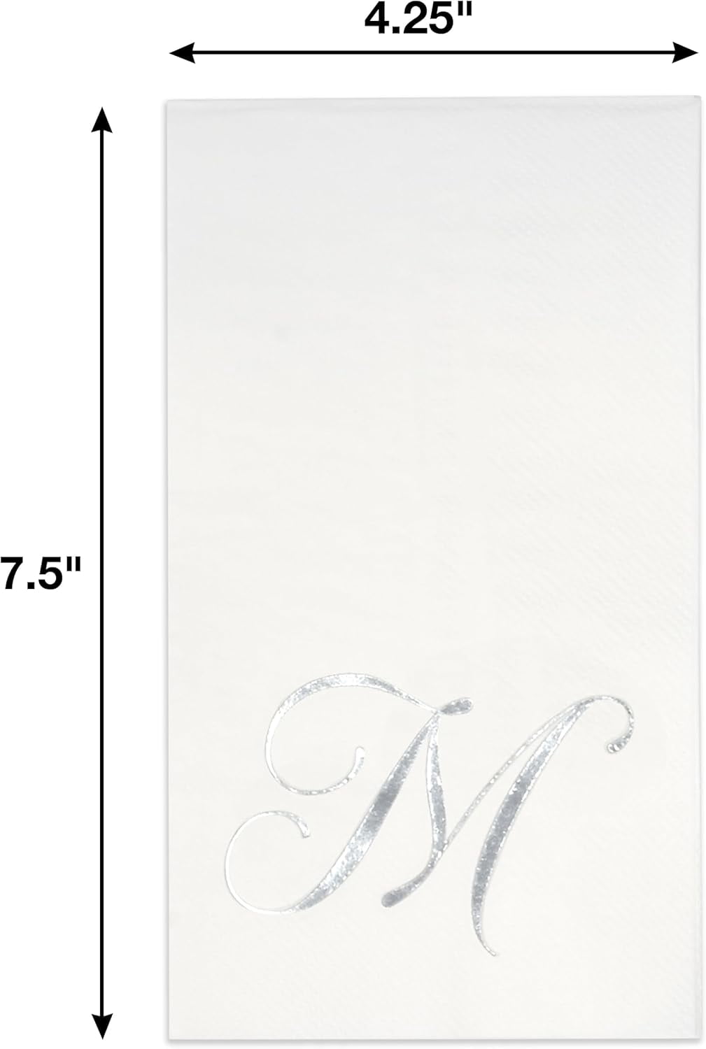 Gift Boutique 100 Silver Monogram on White Napkins