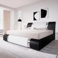 thumbnail image 1 of Bed frame with iron plate trim, faux leather upholstered platform bed with adjustable headboard and sturdy wooden slats My Lux Decor Round, 1 of 9