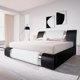 thumbnail image 1 of Bed frame with iron plate trim, faux leather upholstered platform bed with adjustable headboard and sturdy wooden slats My Lux Decor Round, 1 of 9