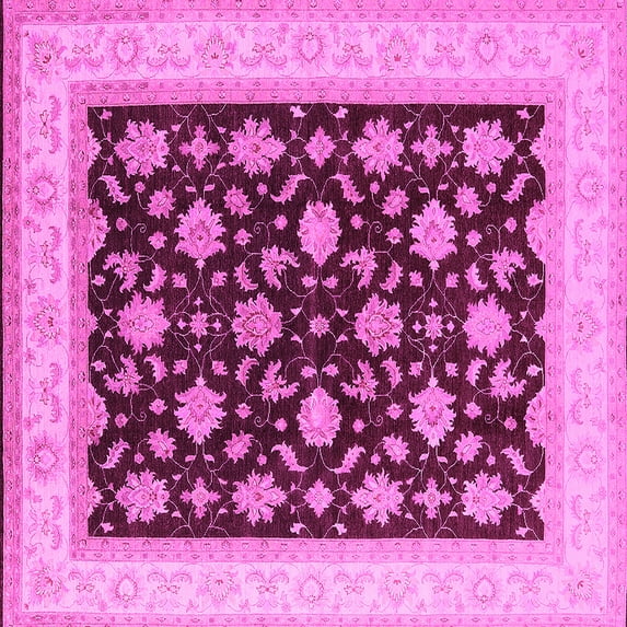 Ahgly Company Indoor Square Oriental Pink Industrial Area Rugs, 7' Square