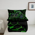 thumbnail image 5 of Erosebridal Dirt Bike Comforter Sets,Extreme Sports Comforters & Duvets,Green Black Honeycomb Decor,Reversible,Breathable,2pcs, 5 of 7