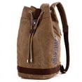 thumbnail image 2 of Casual Canvas Bag Drawstring Bucket Backpack Multifunctional Large Capacity Basketball Backpack Fashion,Coffee color, 2 of 2