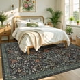 thumbnail image 2 of Bleum Cade 5'x7' Dark Floral Area Rug for Living Room, Vintage Boho Washable Low Pile Rug, Distressed Retro Ultra Soft Non Slip Stain Resistant Indoor Carpet for Bedroom Dining Room Home Decor, 2 of 10