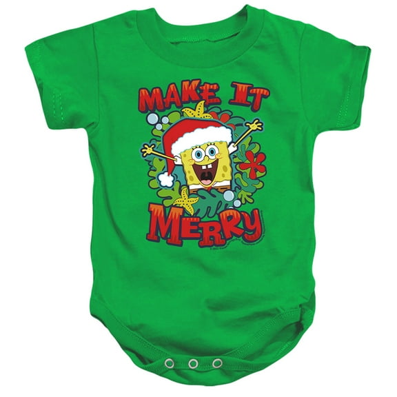 Spongebob Make It Merry Christmas Unisex Infant Snap Suit for Baby