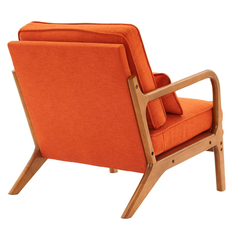 Dropship Modern Accent Chair Upholstered Foam Filled Living Room Chairs  Comfy Reading Chair Mid Century Modern Chair With Chenille Fabric Lounge  Arm Chairs Armchair For Living Room Bedroom (Orange) to Sell Online
