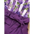 thumbnail image 4 of MORTTIC Toddler Girl Purple Rose Print Girls Outfit, Halter Neck Stripe Top With Belt Skirts Set Holiday Going Out 2PCS Spring Fall Clothes, 4 of 7