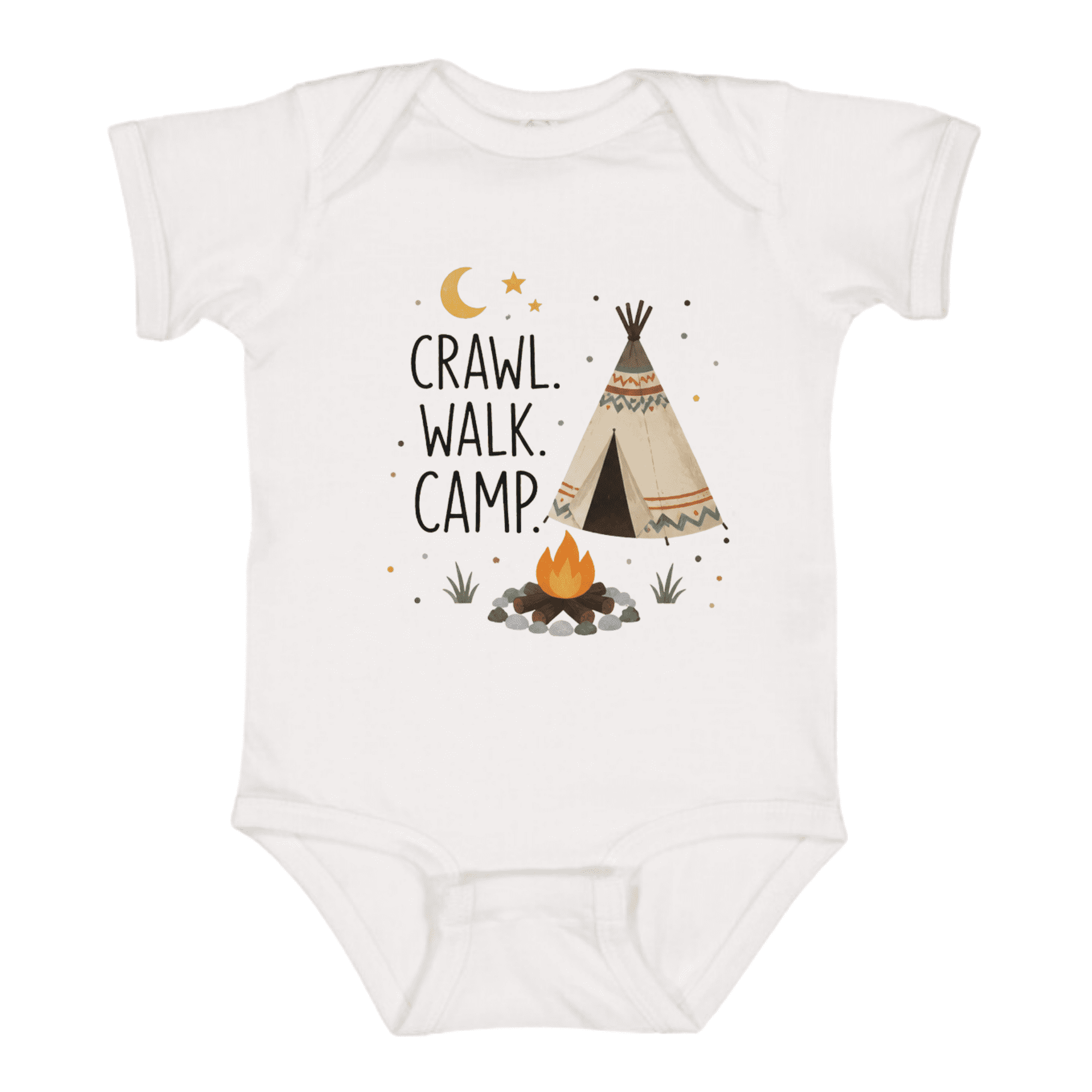 Bubvorie Crawl Walk Camp Baby Onesie, Camping Baby Bodysuit, Infant Shirt for Baby Girl, Organic Cotton Baby Clothes, Baby Gift