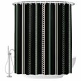 thumbnail image 2 of Shower Curtains for Bathroom, Black Green White Waterproof Fabric Shower Curtain, Boho Vintage Abstract Striped Lines Decorative Bathroom Curtain for Bathtub, 72"x72", No Hooks Included, 2 of 9