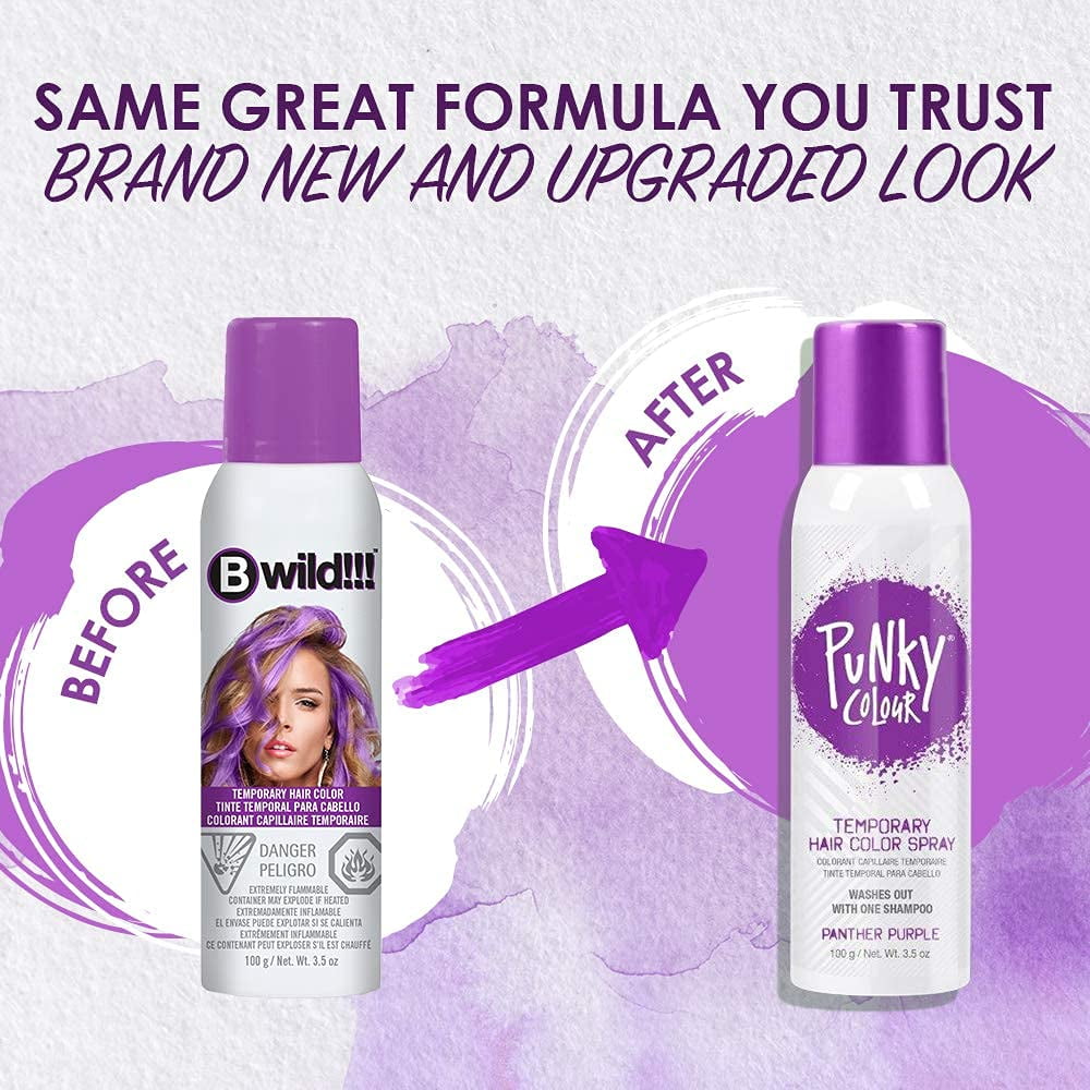 2 PACK B WILD PUNKY Temporary Hair Color Spray, Panther Purple, 3.5oz