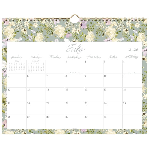 Leah Bisch for Mead Cambridge Academic 2026-2027 Monthly Wall Calendar Floral