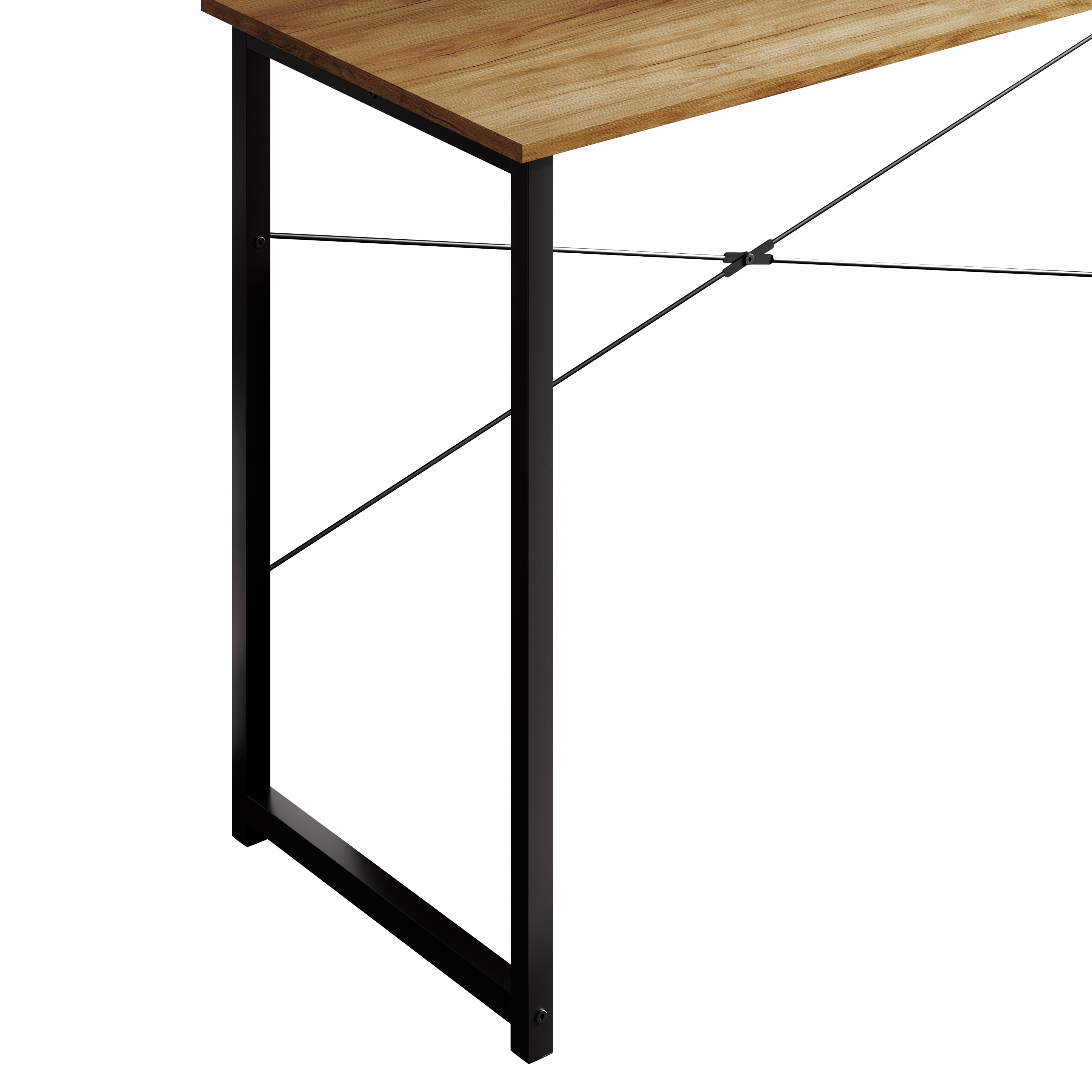 Castle Place Modern 47" Metal Computer Desk, Light Oak