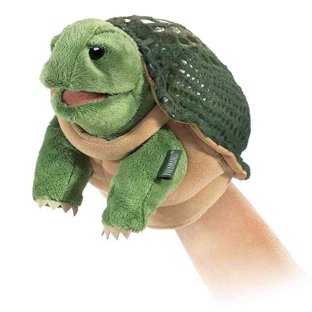 Marioneta de mano Folkmanis Little Turtle Green