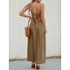 thumbnail image 3 of Vestido largo CUPSHE para mujer, sin mangas, cuello en V, cuello en V, corte de verano, tirantes finos, formales, vacaciones, color café, L, 3 of 7