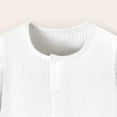 thumbnail image 5 of Quealent Newborn Baby Boy Clothes Cotton Shirt Bodysuit Button Up Long Sleeve Romper Jumpsuit One-Piece Outfit (White, 0-3 Months), 5 of 6