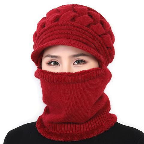 Chapeaux d'hiver en molleton de corail, bonnets pour femmes, écharpe chaude  et respirante, bonnet tricoté en laine pour femmes, Double couches