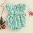 thumbnail image 4 of Spewahor Infant Baby Girls Christmas Plaid Romper 0 3 6 12 18 Months Tree Santa Embroidery Flying Sleeve Round Neck Jumpsuit, 4 of 8