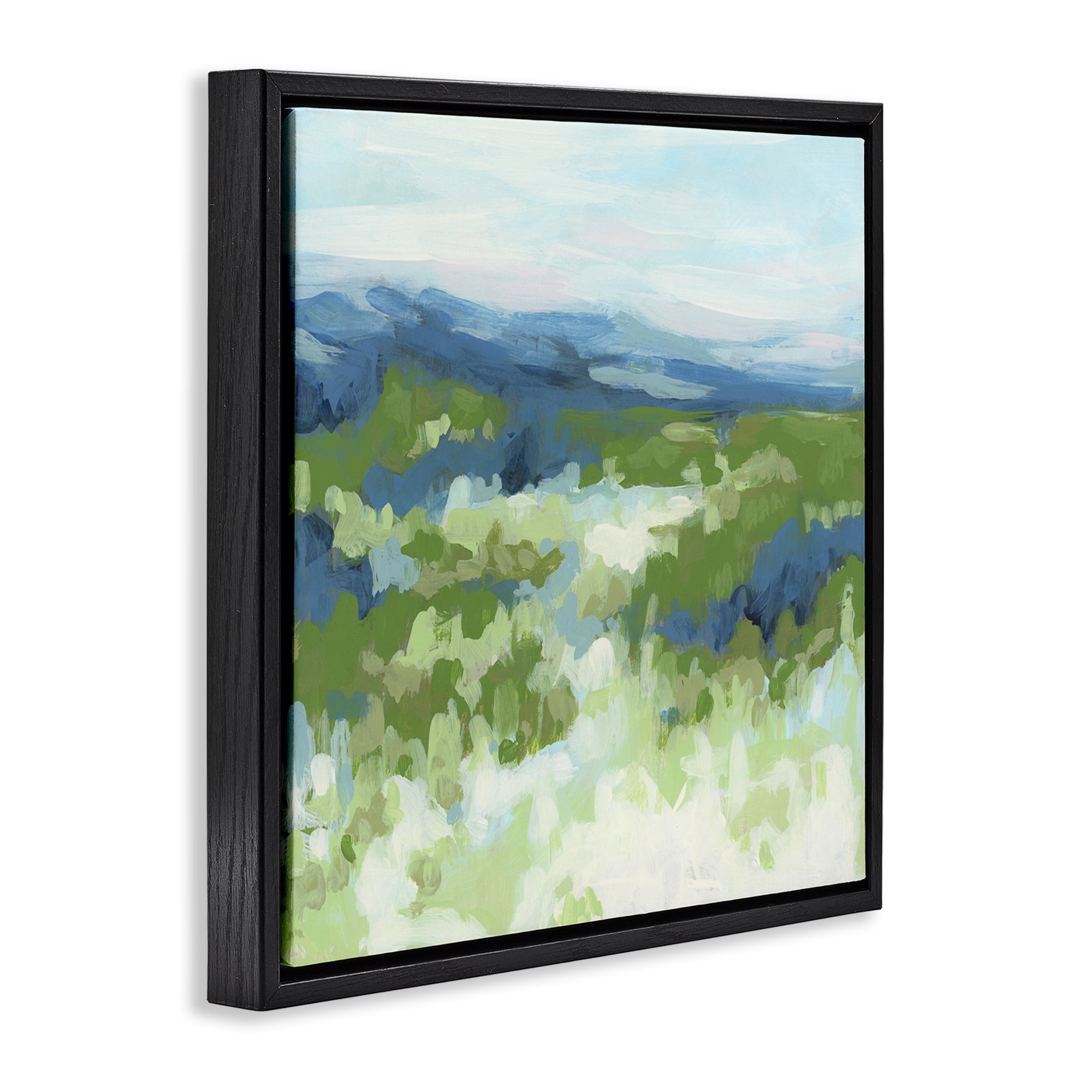 Stupell Industries Green Nature Abstraction Abstract Painting Black Floater Framed Canvas Art Print Wall Art, 18 x 18