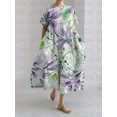 thumbnail image 6 of Women's Crane Print Long Dress 3D Printed Elegant Dress Female Pocket Dresses (9,XXXL), 6 of 6