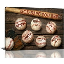 Baseball Wall Art Sport Baseball Pictures Wall Decor God Says You Are Painting Canvas Prints Framed Modern Artwork For Living Room Bedroom Bathroom 12"X16"