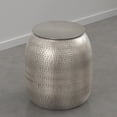 thumbnail image 5 of Simpli Home Griffen 19 inch Wide Hand-Hammered Metal Drum Storage Accent Table, Antique Nickel, 5 of 6