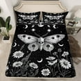 thumbnail image 2 of Erosebridal Gothic Moth Sheets, Bohemian Trippy Sun Moon Sheet Set Halloween Sugar Skull Bed Sheets Teens, Boho Exotic Floral Top Sheet Twin With 1 Pillow Case, 2 of 6
