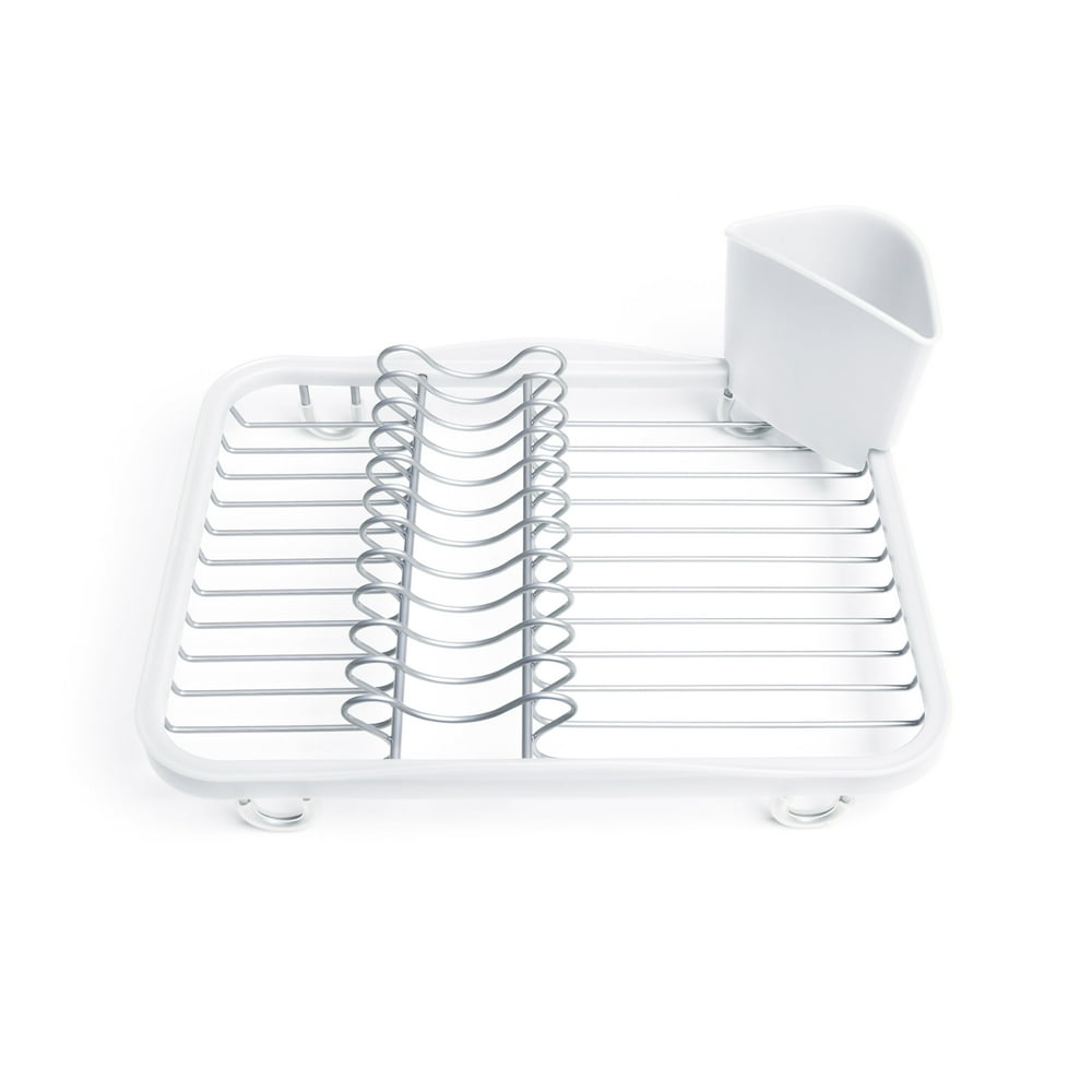 Umbra Sinkin Dish Drying Rack with Removable Cutlery Holder, White