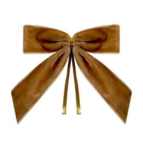 26 Pcs Camel Small Velvet Christmas Bows for Christmas Tree, Wreath, Gift Wrapping, Crafts, Wedding, Party, Twist Tie Bows for Treat Bag Bakery Candy Bags, Home Decor 1" W, 3.5 x 3.5 Inch