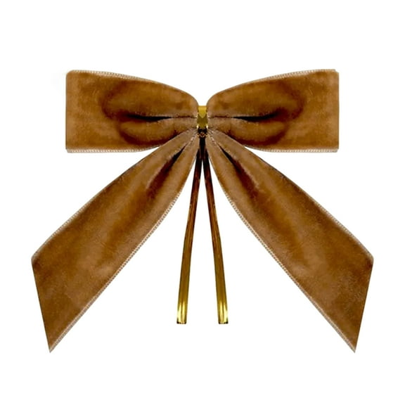 26 Pcs Camel Small Velvet Christmas Bows for Christmas Tree, Wreath, Gift Wrapping, Crafts, Wedding, Party, Twist Tie Bows for Treat Bag Bakery Candy Bags, Home Decor 1" W, 3.5 x 3.5 Inch