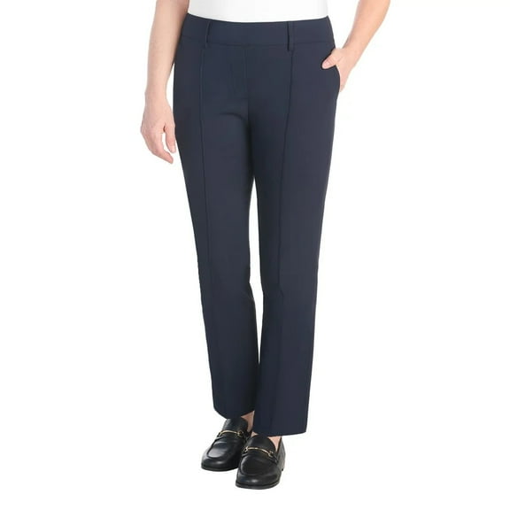 Hilary Radley Women's Pull-On Pant with Built-in Tummy Control Panel (Small/Navy)