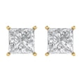 thumbnail image 3 of 14K Solid Gold Push Back Stud Earrings for Women | 4 cttw Princess Cut Simulated Diamond | Yellow Gold, 3 of 5