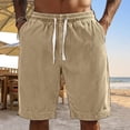 thumbnail image 5 of PIMSSY Men Shorts Corduroy Casual Relaxed Fit Summer Comfort Soft Elastic Waist With Pockets Fashionable Solid Color Bottoms, 5 of 8