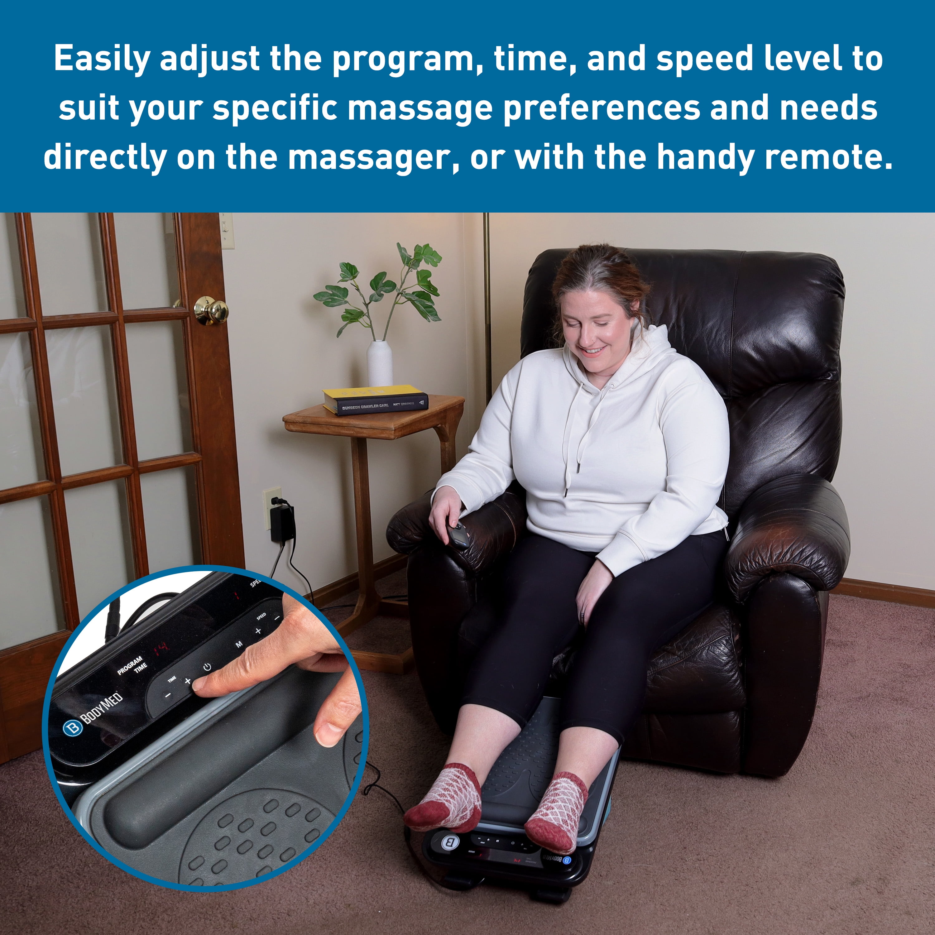 BodyMed Foot Massager | Deep Tissue Vibration Massage Therapy | At-Home Massager with Remote Control | Fast Relief from Neuropathy, Plantar Fasciitis, Improves Circulation