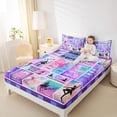 thumbnail image 4 of Feelyou Cute Ballet Dance Twin Sheet Sets, Purple Patchwork Plaid Bedding, 3pcs, 4 of 7