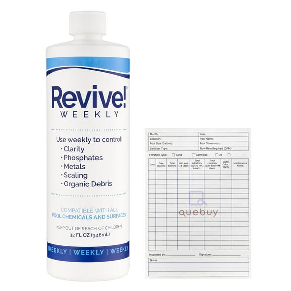 API Revive! Weekly Swimming Pool Clarifier, Removes Phosphates, Metals & Scale, 32oz QueBuy Log Book
