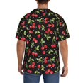 thumbnail image 3 of Sikiie Sweet Red Cherry Men's Wrinkle Free Untucked Cuban Shirt Business Casual Button Down Shirts Short Sleeve ShirtSmall, 3 of 5