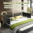 thumbnail image 3 of King Size Bed Frame with Adjustable Headboard, Chenille Upholstered Cloud Platform Bed Frame, Wide Solid Wood Slats & Metal, No Box Spring Needed, Dark Grey, 3 of 9