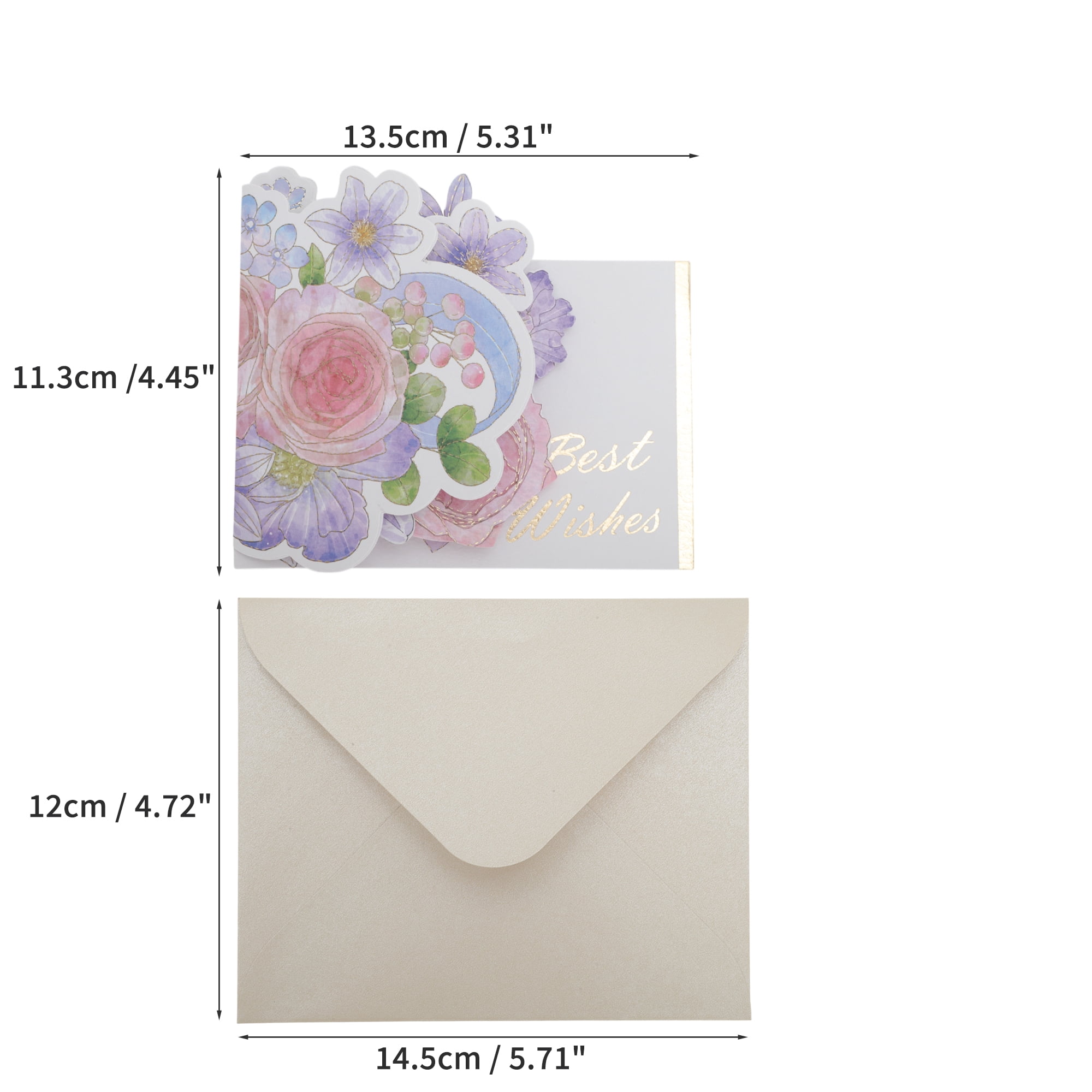 Unique Bargains Pops Up Bouquet Card 3D Greeting Cards with Envelope Purple