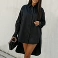 thumbnail image 4 of Hot6sl Women Fashion Turndown Collar Long Sleeve Solid Color Irregular Casual Shirt Tee Tops Hot8sl4867316, 4 of 7