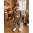 thumbnail image 5 of Cjfdfy Newborn Baby Boy Thanksgiving Outfits My First Thanksgiving Turkey Embroidery Ribbed Knit Long Sleeve Rompers Letter Overalls Hat 3 Pieces Set Toddlers Turkey Overalls Fall Winter Outfits, 5 of 9