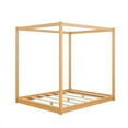 thumbnail image 5 of Bellemave Queen Size 4 Corners Post Canopy Floor Bed, Wood Low Profile Canopy Platform Bed with Wooden Slats Support, No Box Spring Needed（Natural）, 5 of 8