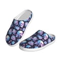 thumbnail image 2 of Picia flower Skull in starry sky for Women's Lamb-hug Comfy Fleece House Slippers Memory Foam, Slip-on House Shoes Indoor Outdoor-44/45, 2 of 7