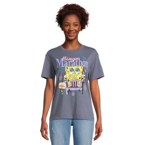 SpongeBob SquarePants Juniors’ Graphic Boyfriend Tee, Sizes XS-XXXL