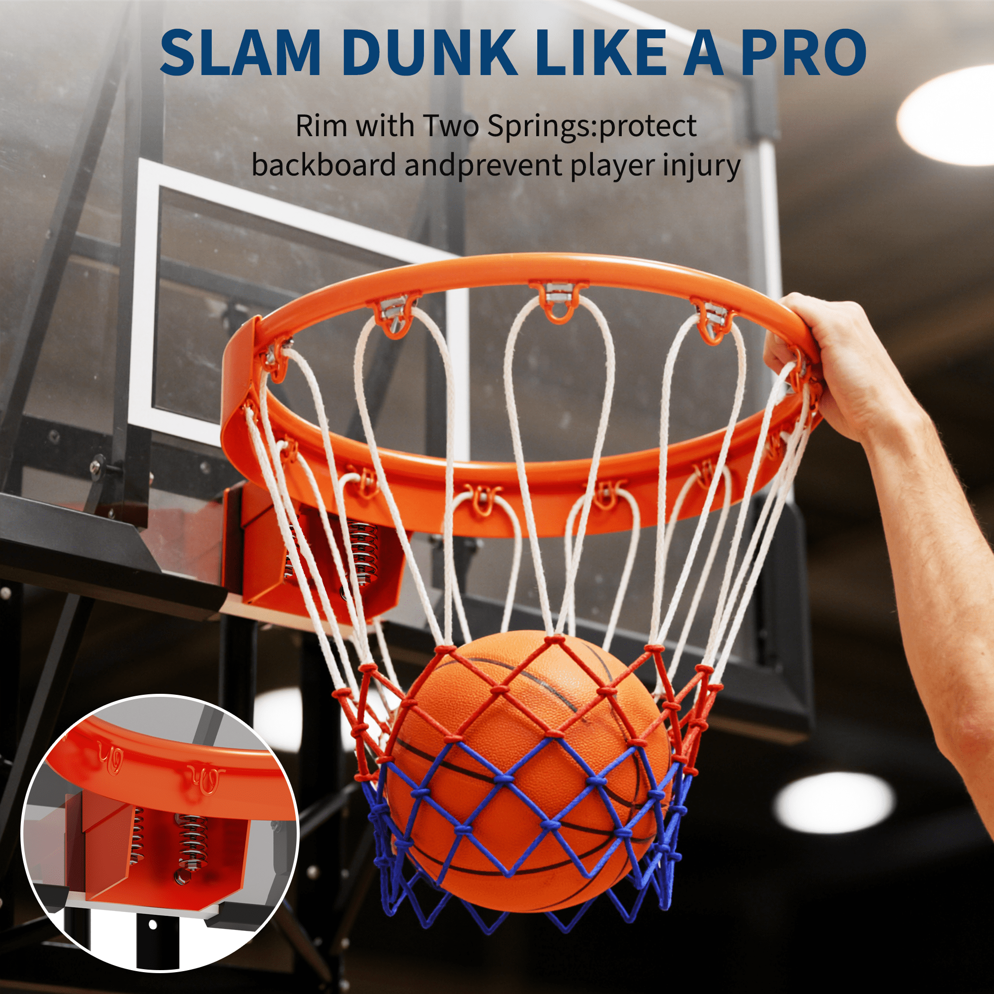 48'' Wall Mounted Basketball Hoop with Shatterproof Backboard, Basketball Portable Hoop & Goal, Indoor & Outdoor with Adjustable Height, Classic Basketball Court, Teens, Adults, Schools, Parks, Garag