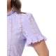 thumbnail image 5 of BLUSA CASUAL DE OJAL Y RUFFLE DE MANGA CORTA CON CUELLO ALTO PARA MUJERES INSPIRE CHIC TALLA XS LILA CLARO, 5 of 6