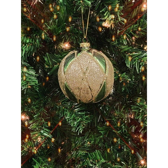 Emerald Twist Glass Ball Christmas Ornament F07M7-23(LH76-23107)