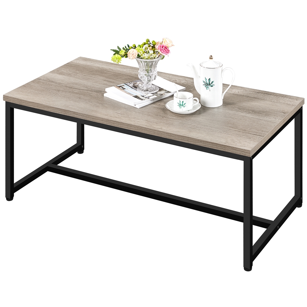 Alden Design Industrial Wood and Metal Coffee Table, Rustic Gray - image 4 of 10