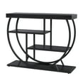 thumbnail image 1 of Mesa Consola Industrial Farmhouse de 4 Niveles - Estructura Metálica Geométrica con Estantes Abiertos de Almacenamiento - Ideal para Recibidor, Pasillo, Sala o Detrás del Sofá - Acabado Madera Negra, 1 of 7