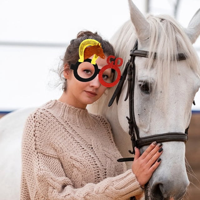 Horse Racing Festival Glasses Festival Party Dressup Photo Props Horse Riding Style Glasses Party Decoration Birthday Party Party Adults Girl Party for Kids 8- Party Decorations Theme Event Table