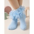 thumbnail image 2 of 1 Pair Girls Socks Children Ruffle Pleated Lace Princess Baby Socks, 2 of 4